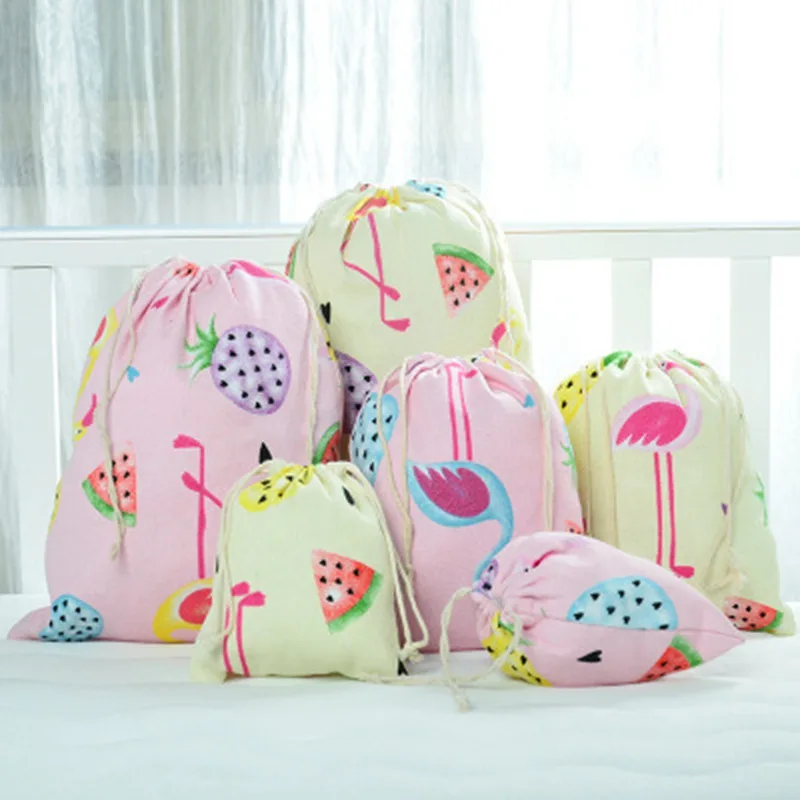 

Cartoon Flamingo Canvas Drawstring Cosmetic Bag Travel Makeup Case Organizer Storage Make Up Pouch Toiletry Beauty Wash Kit Box