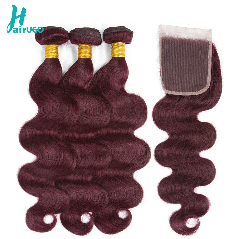 Peruvian Hair Bundles With Closure 99j Ombre Body Wave Bundles