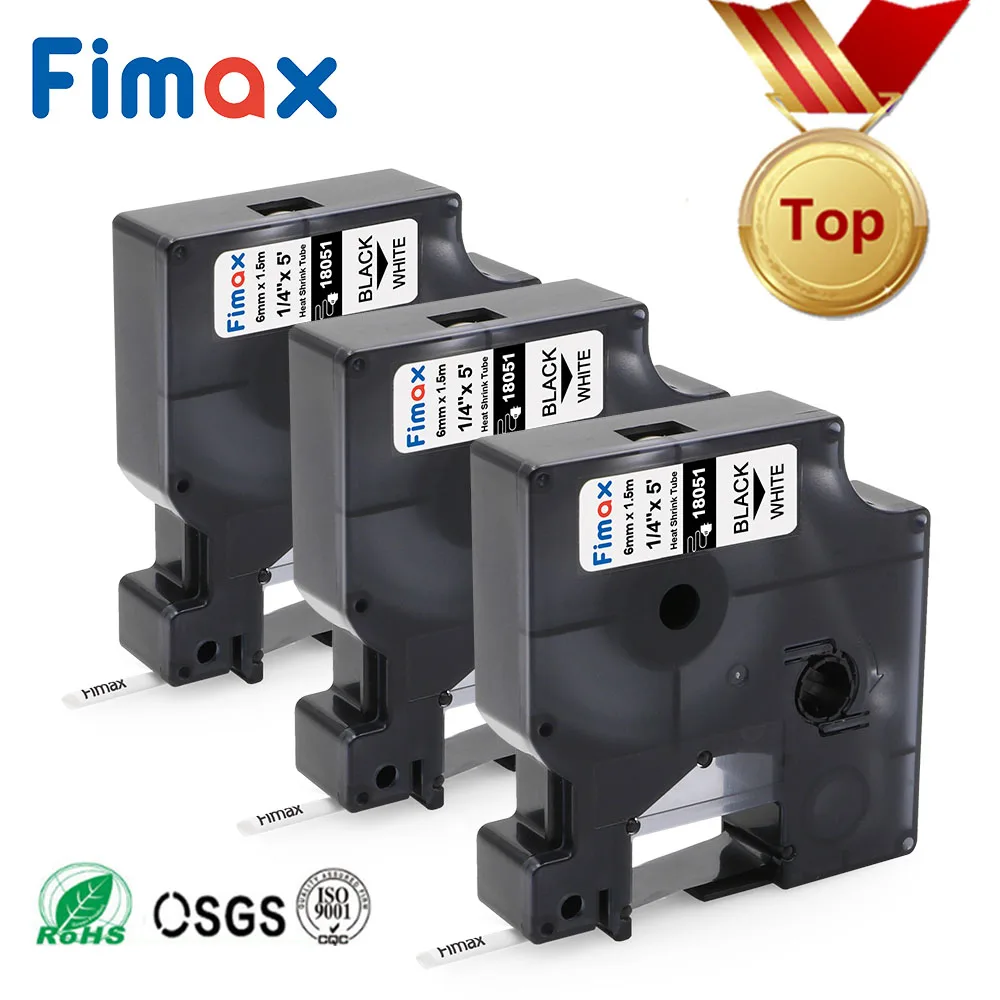 

3 Pcs 18483 Rhino 12mm S0718210 IND Permanent Polyester Labels Black on White For DYMO LabelWriter and Industrial Label Makers