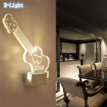 5 форма милая детская комната светодиодный настенный светильник Теплый декор в форме гитары прохода Настенные светильники, акриловая крышка милое настенное освещение