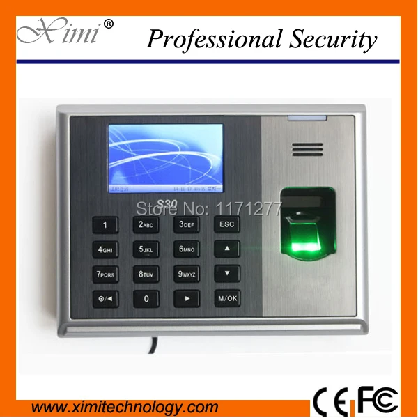 

Linux system Fingerprint time attendance TCP/IP communication 3inches TFT Screen and 3000 Fingerprint capacity S30