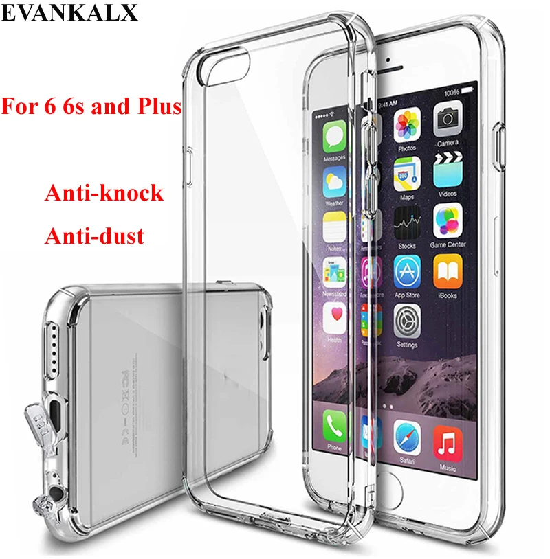 

EVANKALX PC Hard Back Soft Flexible Clear TPU Phone Case For iPhone 6 6s 7 8 Plus X XS XR XSMAX Crystal Transparent Back Cover