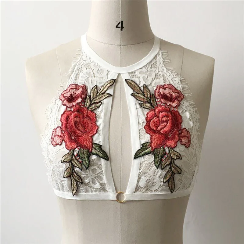 

Women Sexy Crop Lace Hollow Out Embroidered Floral Bustier Unpadded Bra Cropped Feminino Tops