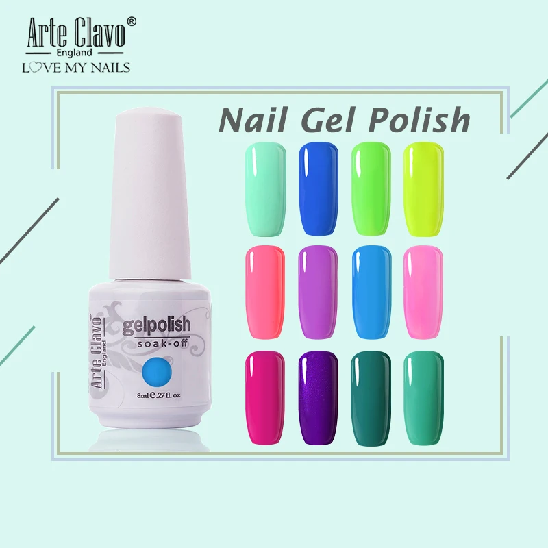 

Arte Clavo UV Gel Varnish 8ml Set For Manicure Nail Gel Polish Semi Permanent Soak Off Nails Art Base For Nails Gel Nail Polish