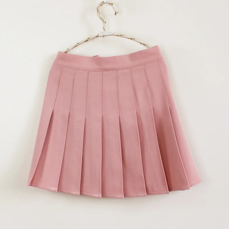 Летняя мода, высокая талия, плюс размер, XS-4XL, плиссированные юбки, сплошной цвет, трапециевидная Матросская юбка для девочек - Цвет: Rubber powder