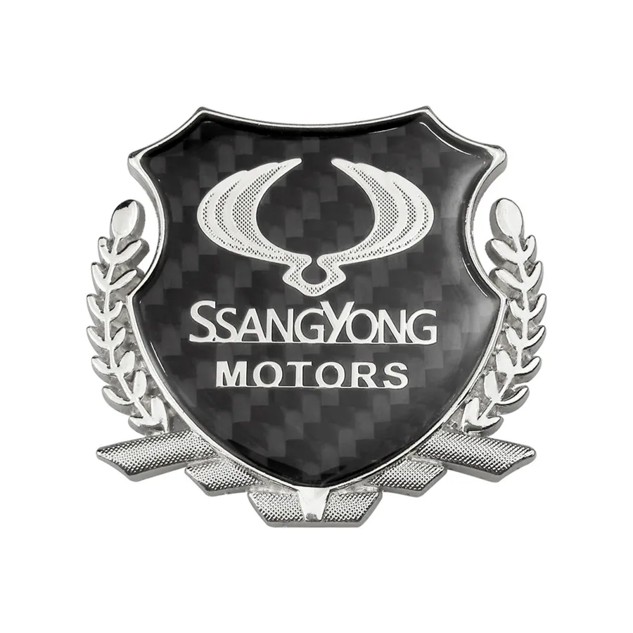 1 шт. углеродное волокно для Ssangyong наклейка украшение для Ssang Yong Rexton Kyron Korando Tivoli Actyon XLV Rodius автомобилей - Название цвета: Серебристый