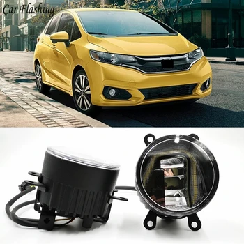 

3-IN-1 Functions LED For Honda Jazz Fit 2014 2015 2016 2017 DRL Daytime Running Light Car Projector Fog Lamp with yellow signal