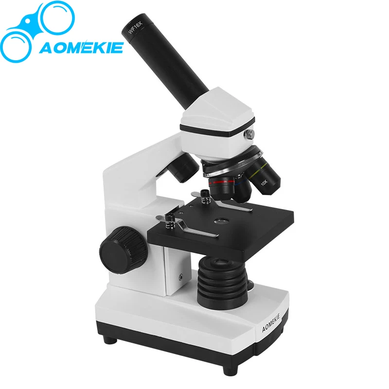 Professional Biological Microscope Up and Down LEDs 64X-640X Students Educational Science Lab Monocular Microscope Metal AOMEKIE