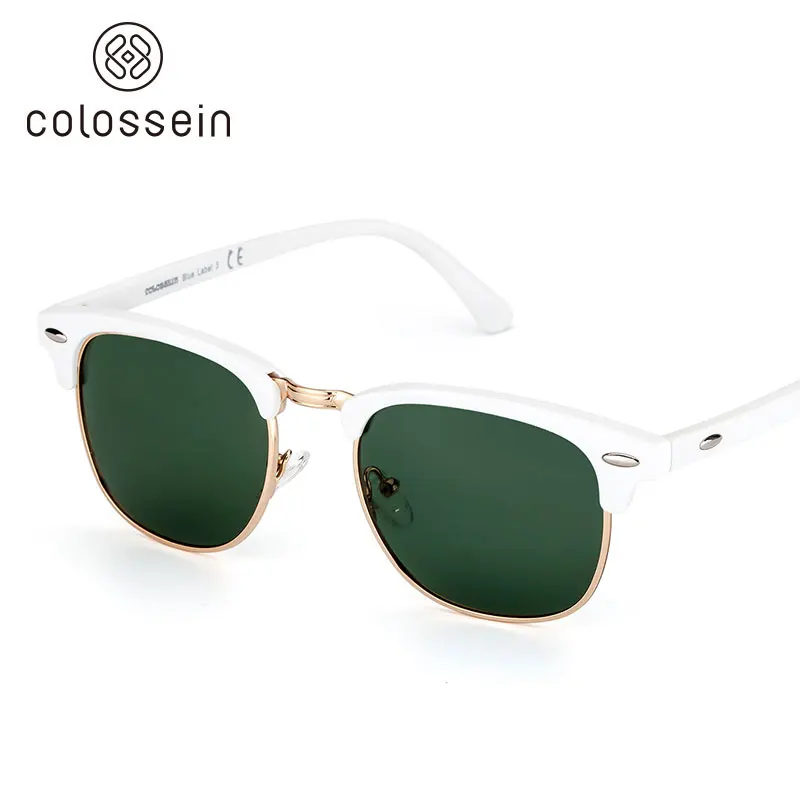 COLOSSEIN поляризованные солнцезащитные очки Женские Полурамка ручной работы мужские ретро очки бренд дизайнерские UV400 модные - Цвет линз: as picture