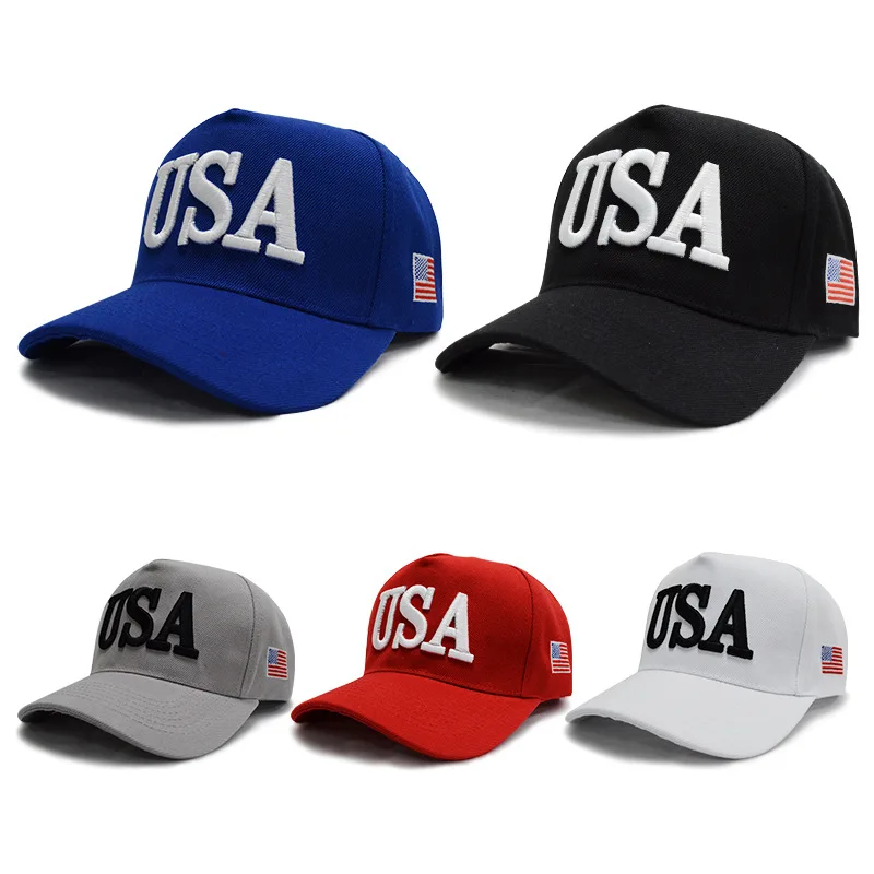 

Unisex Outdoor President Trump 2020 Campaign Baseball Cap USA 45 American Flag 3D Embroidered Adjustable Snapback Trucker Hat