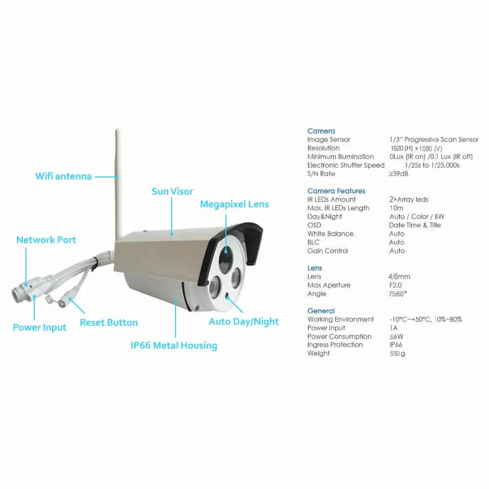Ip камера Wifi HD 1080 P Камера видеонаблюдения беспроводная 2MP Водонепроницаемая