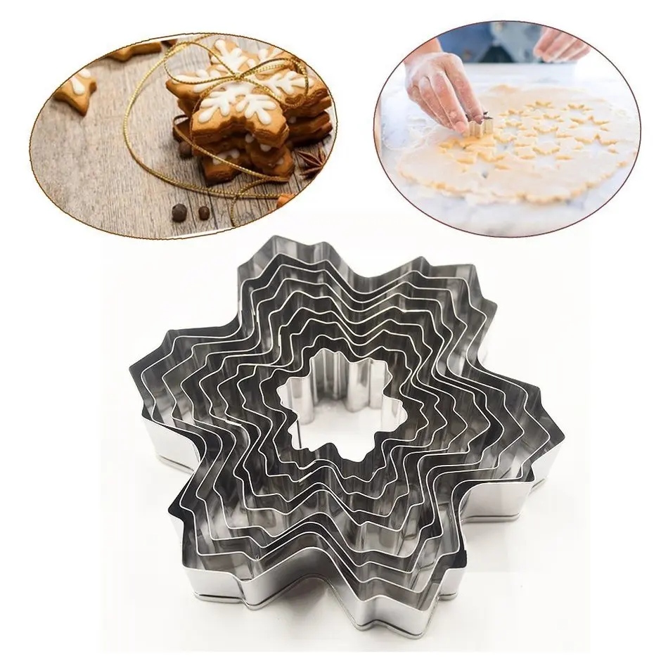 

9pocs/set Stainless Steel Snowflake Fondant Cake Molds Cookie Cutter Set Baking Decorating Tools Diy