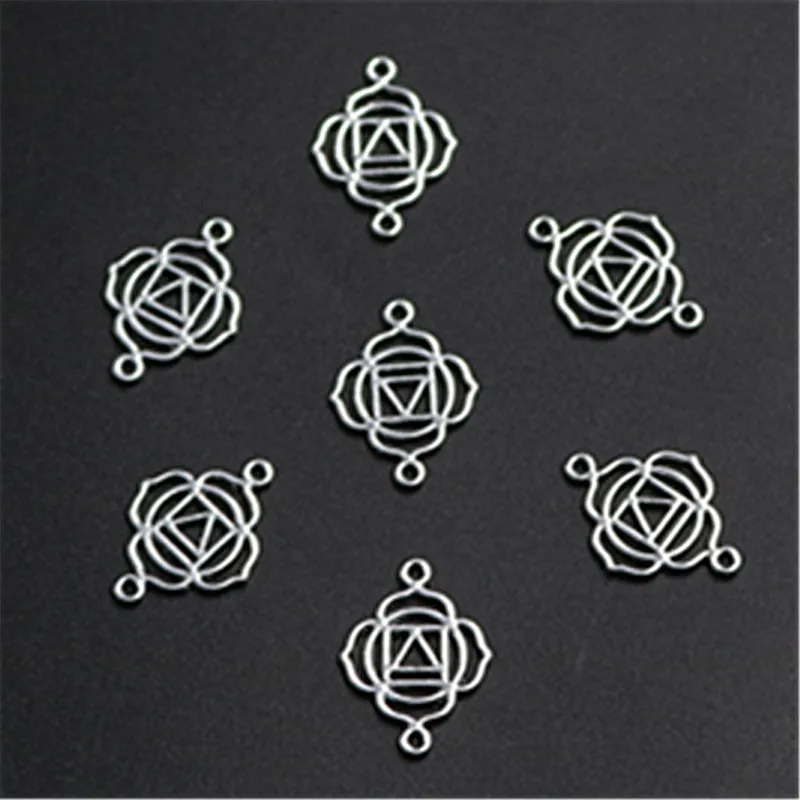 

WKOUD 8pcs Silver Plated hollow UC plating art geometric modeling earrings bracelet DIY metal jewelry alloy connectors A1320
