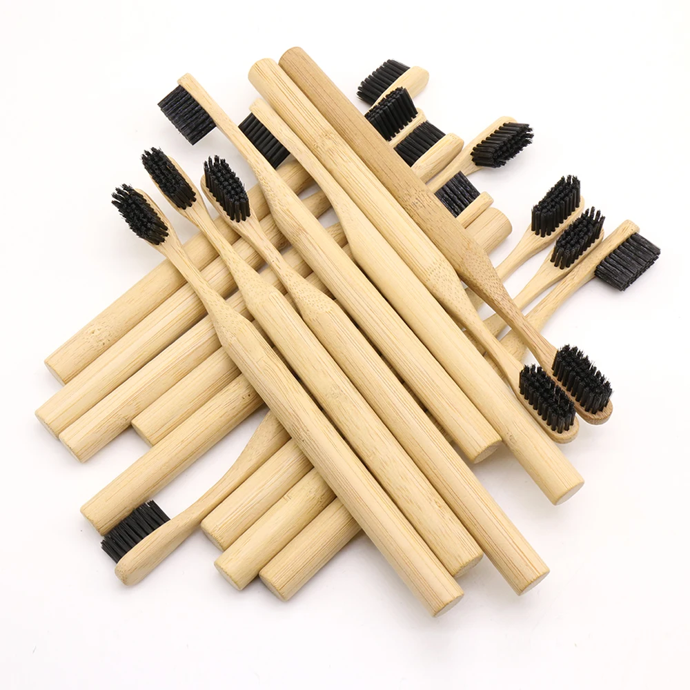 

DR.PERFECT 200 PCS/lot Pillar Style Bamboo Toothbrush Wholesale Eco friendly Wooden Bamboo Toothbrush Oral Care Black Charcoal