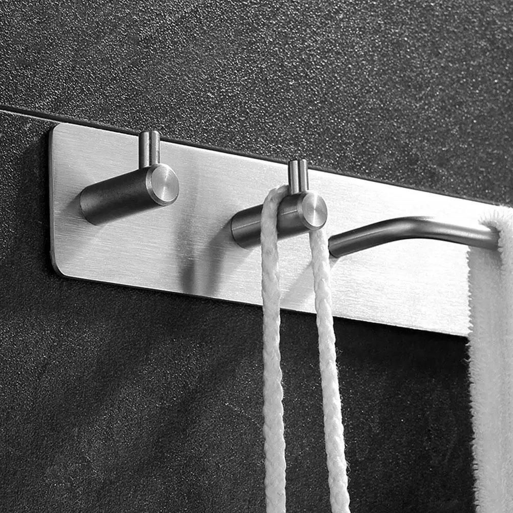 

Towel Bar Rack Seamlessly Pasted 304 Stainless Steel With Solid Double Hook Towel Holder Towel Bar Collection for Bathroom Toile