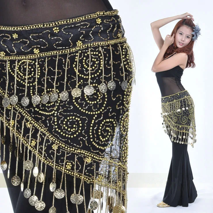 

High-grade Belly dance costume clothes indian dance belt waist chain hip scarf women girl dance with 158 coins B-004