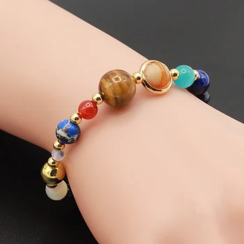 Womens Solar System Bracelet - Natural Stone Galaxy Beads Universe Bracelet - Eight Planets Solar System Guardian Star Bangle Bracelet  for Women and Men 4
