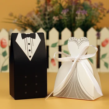 

100pcs Bride And Groom Wedding Candy Box Gift Favour Boxes Wedding Bonbonniere cajas para dulces