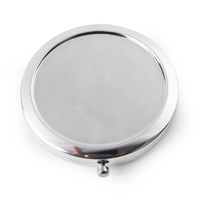 Серебряное металлическое зеркало для нанесения макияжа, круглое складное компактное зеркало с нижним тиснением+ тарелка для сублимации для DIY Набор полоска заказ