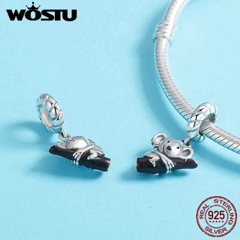 WOSTU 100% 925 пробы серебро коллекция животных Австралия коала с деревом Шарм