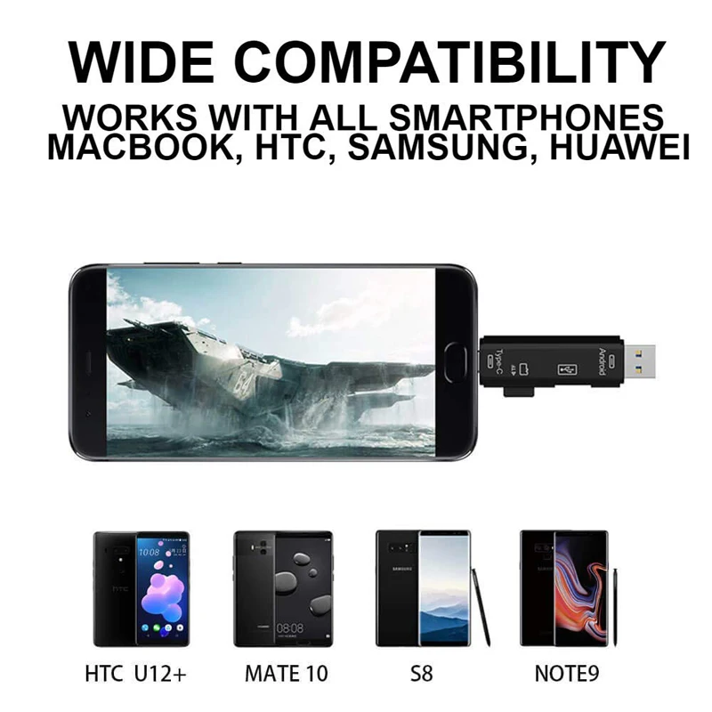 Raugee type C и Micro USB OTG карта адаптер 3 в 1 ридер флэш накопитель TF разъем для чтения