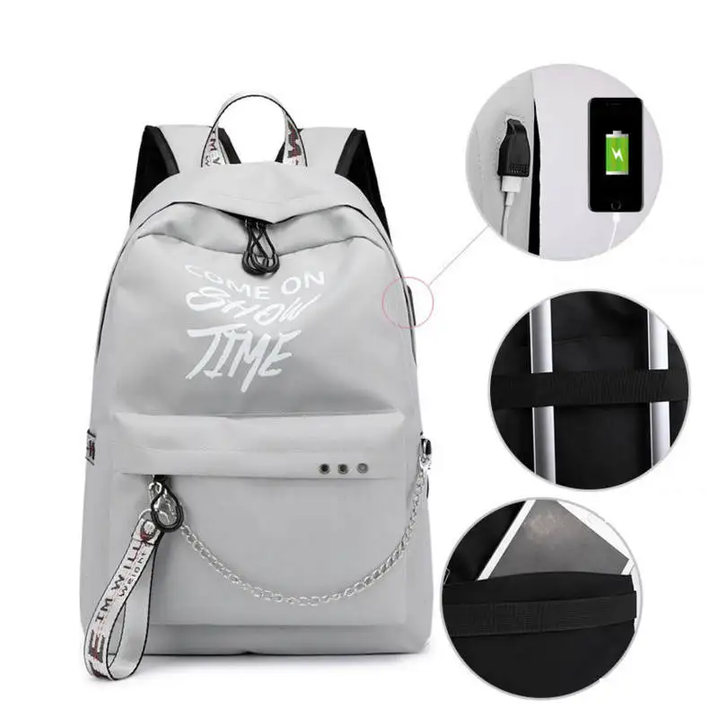 Women's Backpack School Bag for Teenage Girls New Waterproof Nylon a bag Travel Soulder Bags Female Preppy Style Knapsack - Цвет: GR