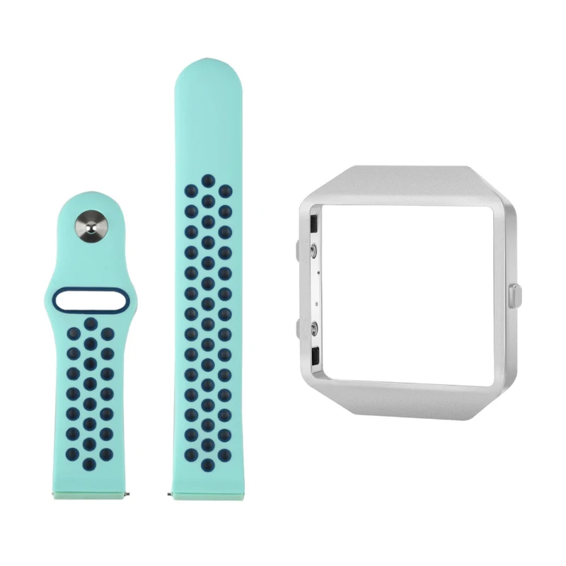 Blue Green Silver Bemorcabo для Fitbit Blaze полосы с рамкой, силиконовый сменный дышащий спортивный ремешок Браслет для Fitbit Blaze - Цвет ремешка: Blue Green Silver