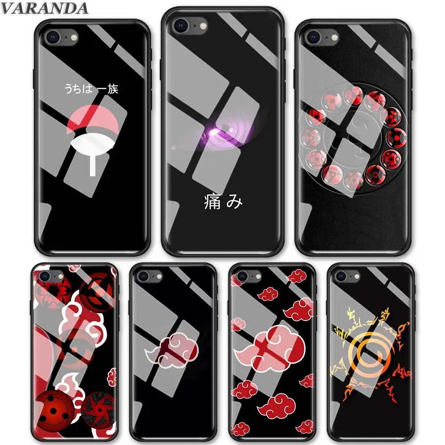 

Tempered Glass Case for iPhone XS MAX X XR 7 8 Plus 6 6s Plus Anime Naruto Sharingan Rinnegan Glass Phone Cover Coque