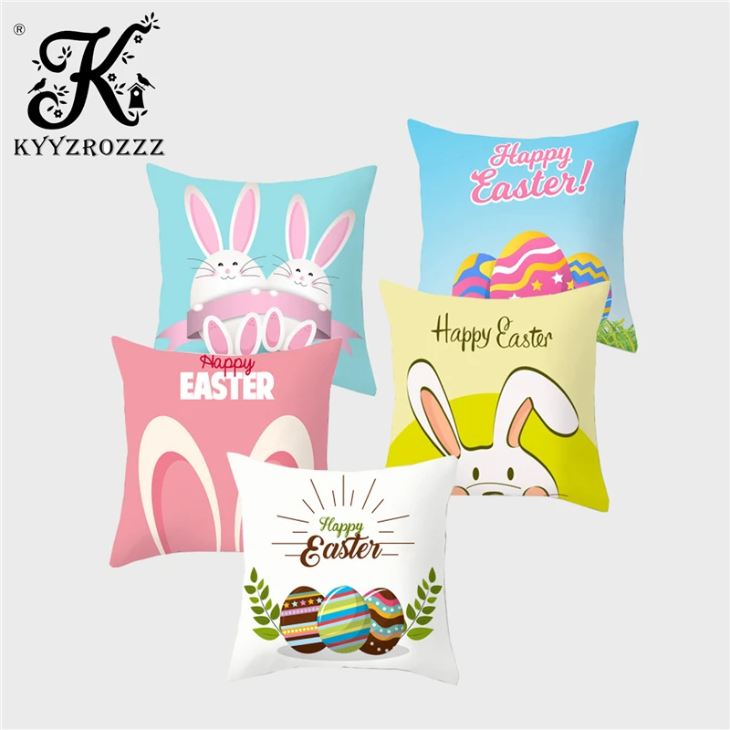 Easter Bunny Cushion Set Polyester Animal Letter Printing Sofa Car Home Decoration Pillowcase 45cm X | Дом и сад