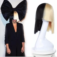 sia this is acting sia wig bow short bobo wigs cosplay black blonde wig straight cheap heat resistant synthetic wigs ombre hair