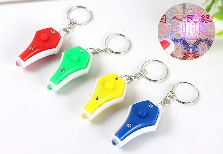 

4 Colors Fashion Key Ring Mini Flashlights Cheap Uv Money Detector Led Keychain Light Multicolor Small Gift SN1926