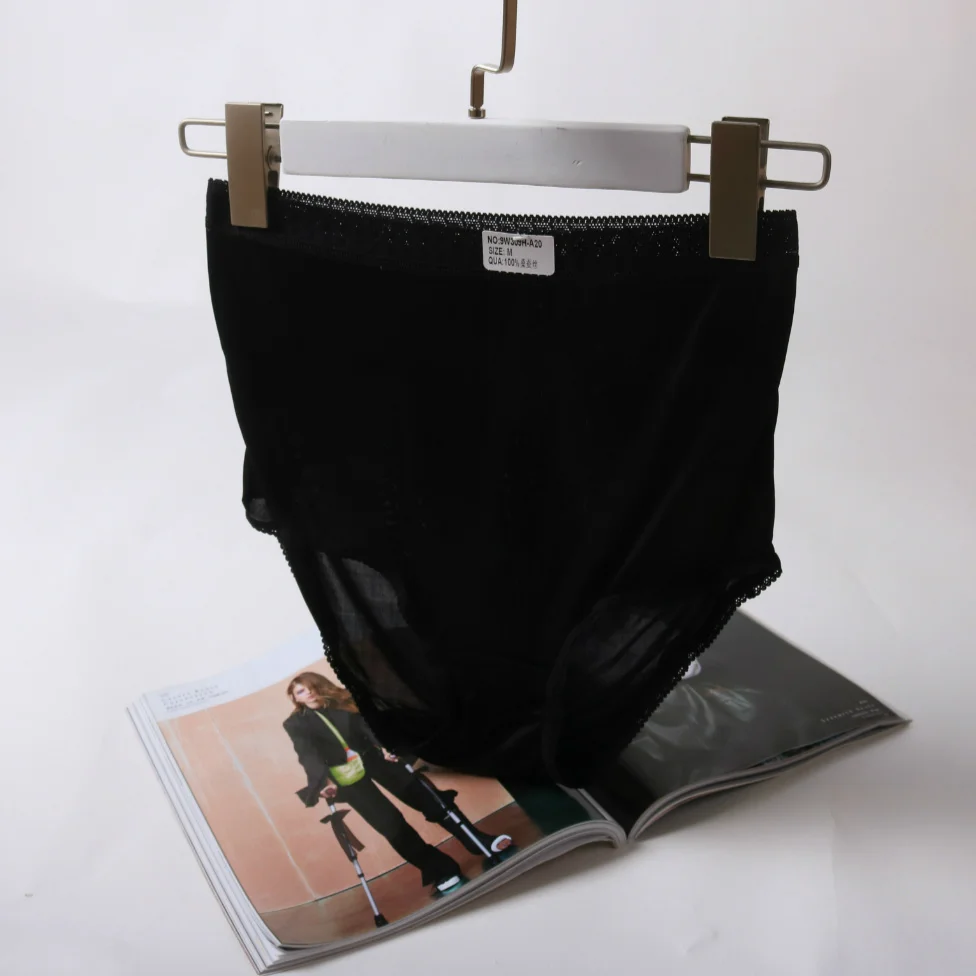 LVFAN сексуальные штаны с высокой талией размера плюс, кружевные штаны без следа, натуральный шелк, бедра, живот, дышащие, потные, мягкое белье, трусики, TGG-007 - Цвет: black