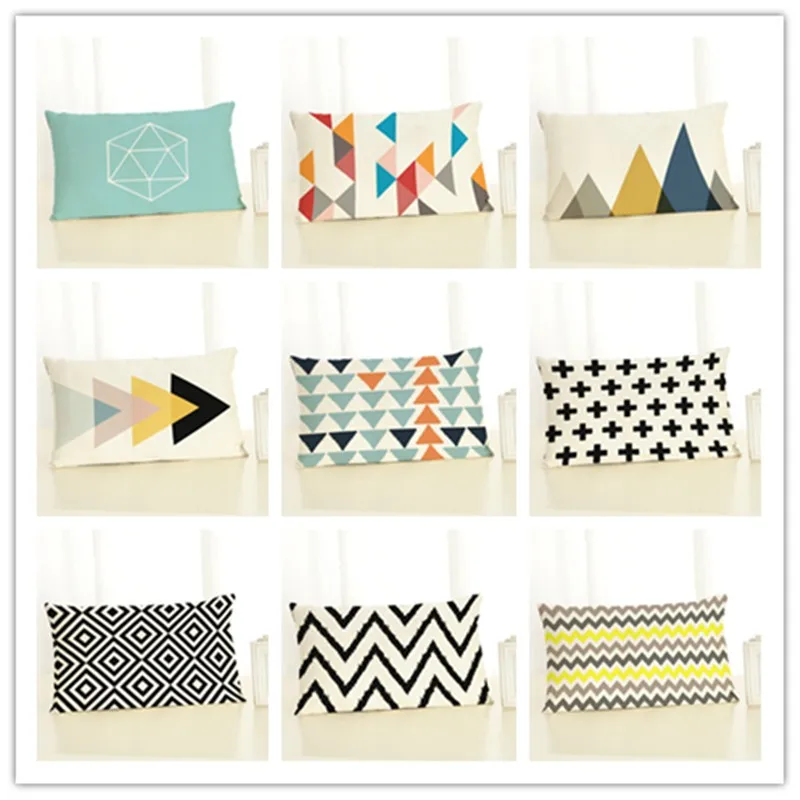 

30x50 High Quality Creative Fashion Style Geometry Print Home Decor Cushion Cover Cotton Linen Chair Cushion Cojines