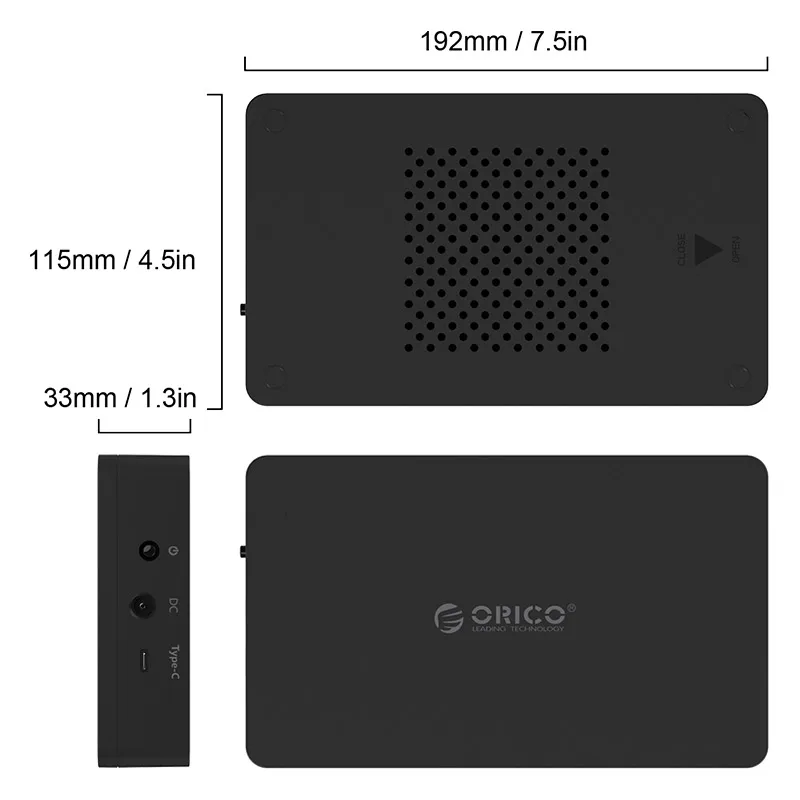 Чехол для жесткого диска Orico 3,5/2,5 дюйма, type-C, корпус для жесткого диска USB3.1 Gen2 к SATA3.0, без инструментов, внешний бокс для жесткого диска для ПК, ноутбука, планшета, черного цвета