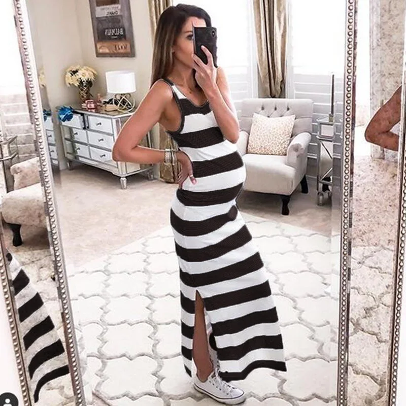 

Summer Maternity Dress Pregnancy Dress Sleeveless Women Pregnants Maternity Clothes Sleeveless Striped Strap Dresses Comfortable