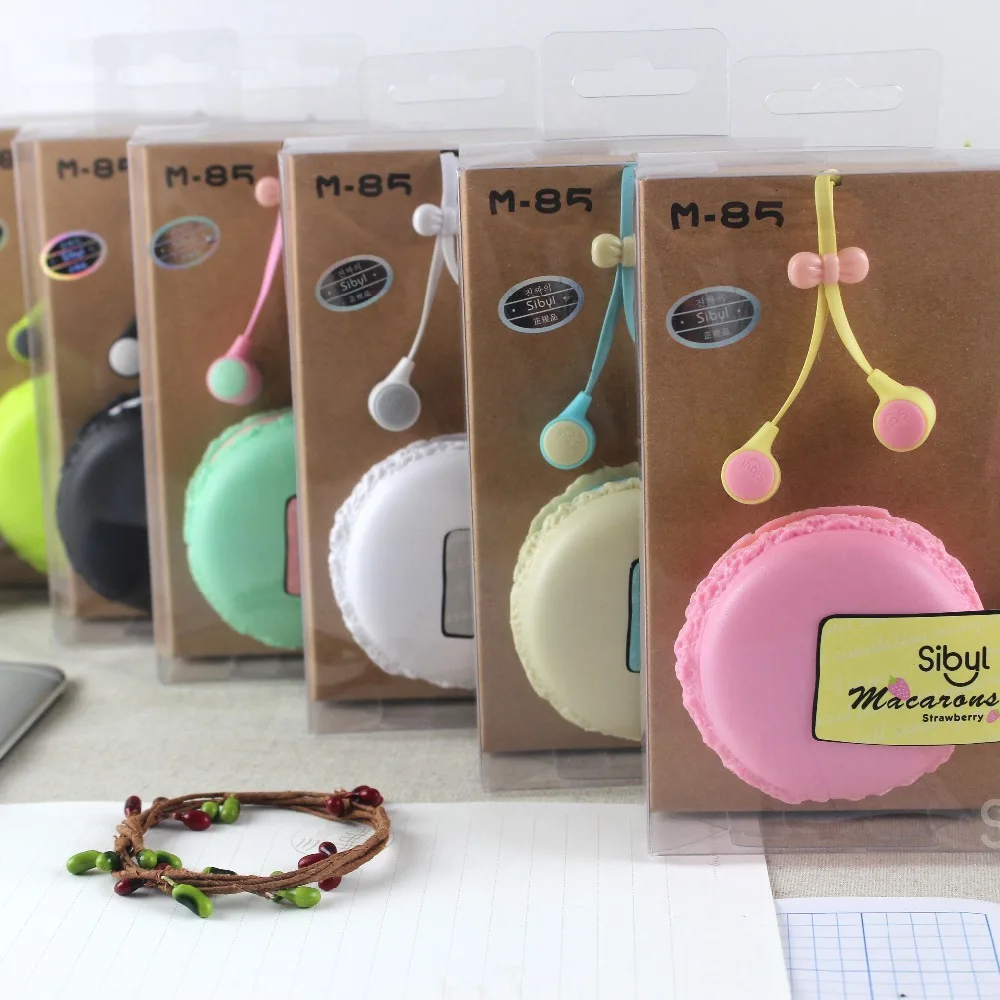 

2017 Hot Offer Sibyl Macaron in-ear earphone with storage box for mp3 mp4 player cellphone high quality for girls kids children