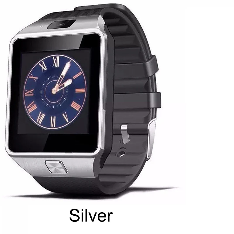 Оригинальные Смарт-часы с Bluetooth, звонки/SMS, sim-карта, камера, умные наручные часы для apple, Android, умные часы DZ09 - Цвет: silver