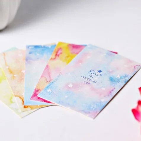 

multi-use 5.2*8cm 54pcs Mini Rainbow Star design Scrapbooking party invitation cards valentine Christmas Scrapbooking