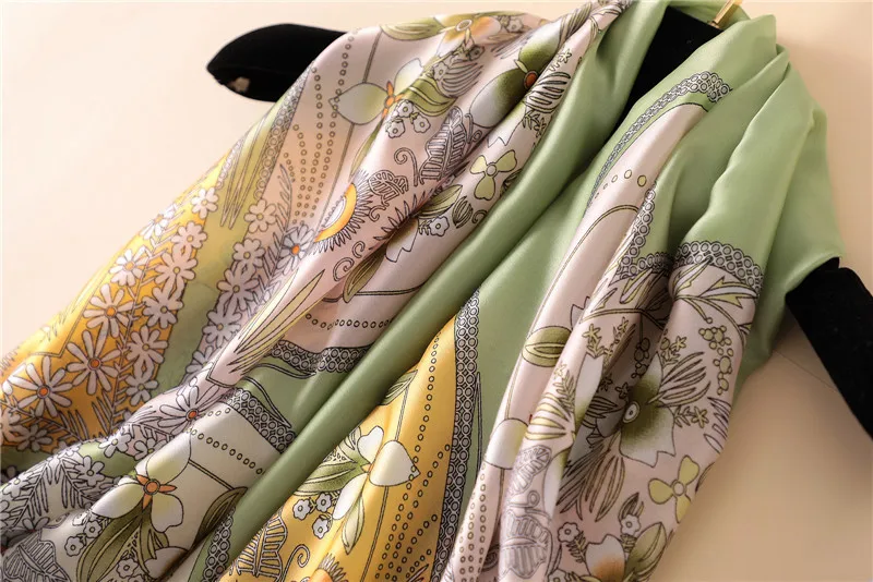 Длинный шелковый шарф для женщин, роскошный брендовый дизайнерский платок, хиджаб в богемном стиле, Bufanda Mujer, большой размер