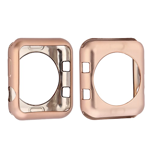 TPU Colorful plating Protector case For Apple Watch 3 2 1 42MM 38MM TPU Cover All-inclusive case For Iwatch 3 2 1 38MM 42MM - Цвет: rose gold