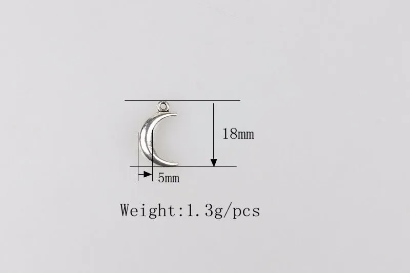 20 шт 18*5 мм Ретро цинкового сплава серебряная Луна Форма Подвески для DIY ювелирные аксессуары