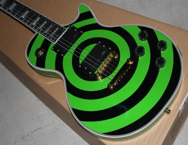 

Best Price G-Zakk Wylde LP Custom Black and Green ring color Electric Guitar Free Shipping In Stock