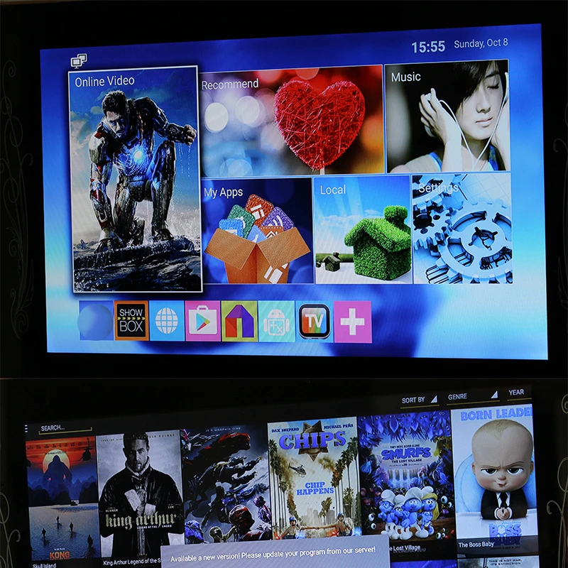 Ceny DVB T2 tv BOX z androidem podwójny tryb DVB T2 zestaw z odbiornikiem TOP BOX system operacyjny Aandroid 5.1 procesor Amlogic S905 czterordzeniowy DVB T2 wyświetlania w rozdzielczości 4K H.265