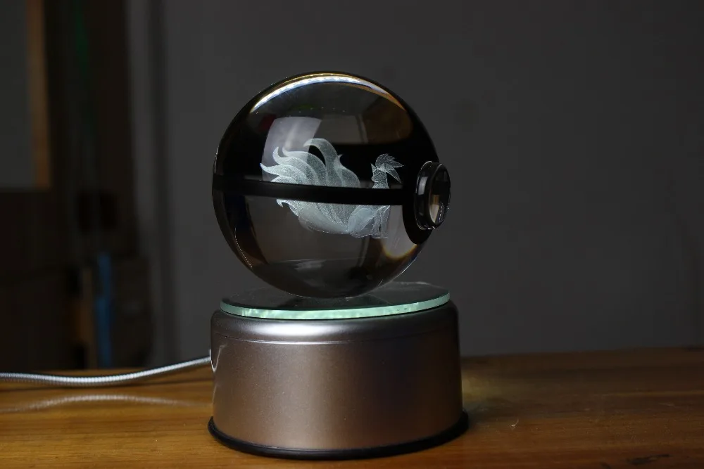 Потрясающий Покемон дропшиппинг Хрустальное стекло 3D гравировка шар Сфера стол комната дисплей