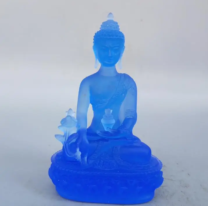 

Tibetan Buddhism blue coloured glaze Medicine Buddha Statue