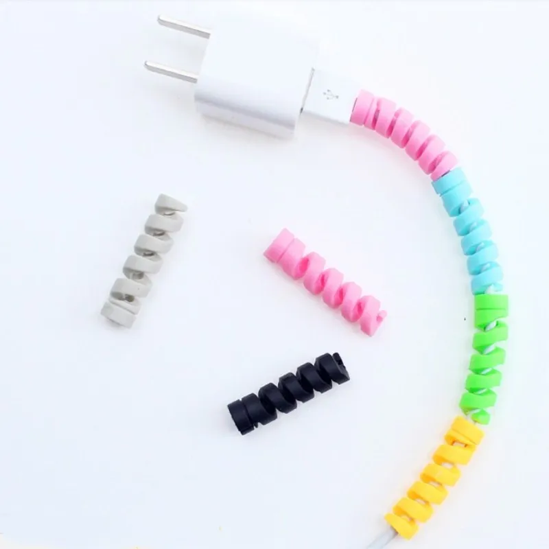 10Pcs Silicone Spiral Cable protector for iphone Usb Charger Cable Winder  Protection Anti-break Protective for Samsung Android