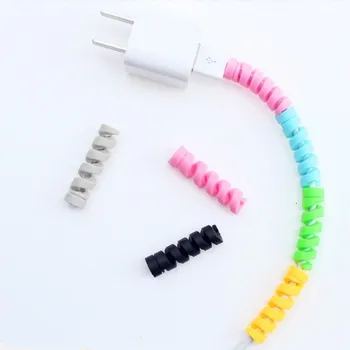 

10Pcs Silicone Spiral Cable protector for iphone Usb Charger Cable Winder Protection Anti-break Protective for Samsung Android