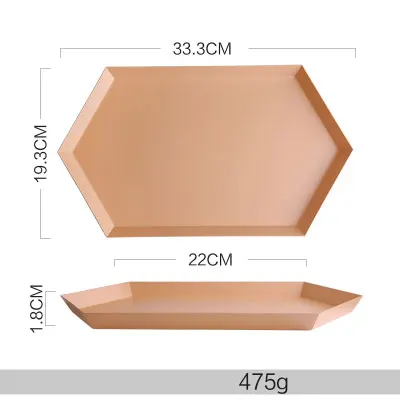 Обеденные тарелки 304 из нержавеющей стали пигментированные 8 дюймов Европейский Стиль Твердые геометрические острые тарелки креативные металлические фрукты неправильное блюдо - Цвет: M beige