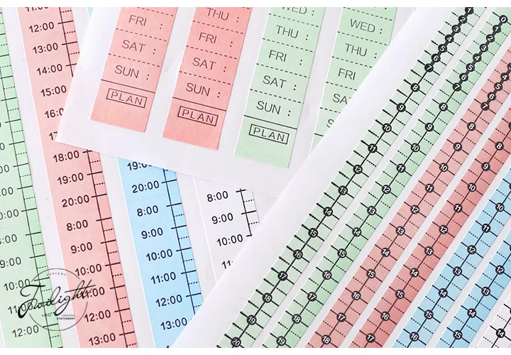 Цветные наклейки для дневника, временная линия, еженедельная система 24 часа, наклейки для журналов, аксессуары для планировщика, скрапбукинг, сделай сам, канцелярские принадлежности