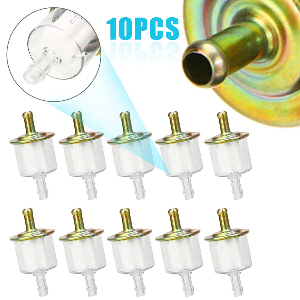 Mayitr 10pcs Universal 5/16 Inch 8mm Motorcycle Petrol Fuel Line Filter for Cars Boats Motorcycles Pit Dirt Bike ATV